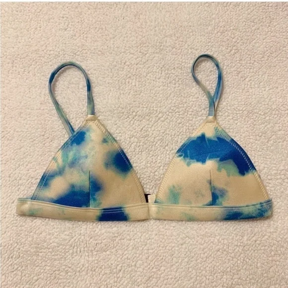 Triangl Bibi Luna Blue Cream Tie Dye Triangle Bikini Top Bright Swim - Picture 2 of 13